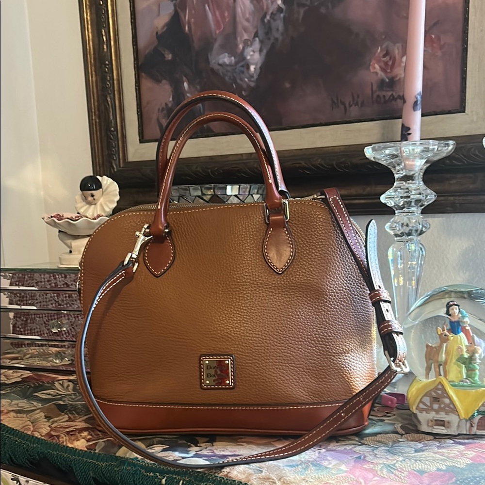 Dooney & Bourke Tan and Brown Leather Satchel